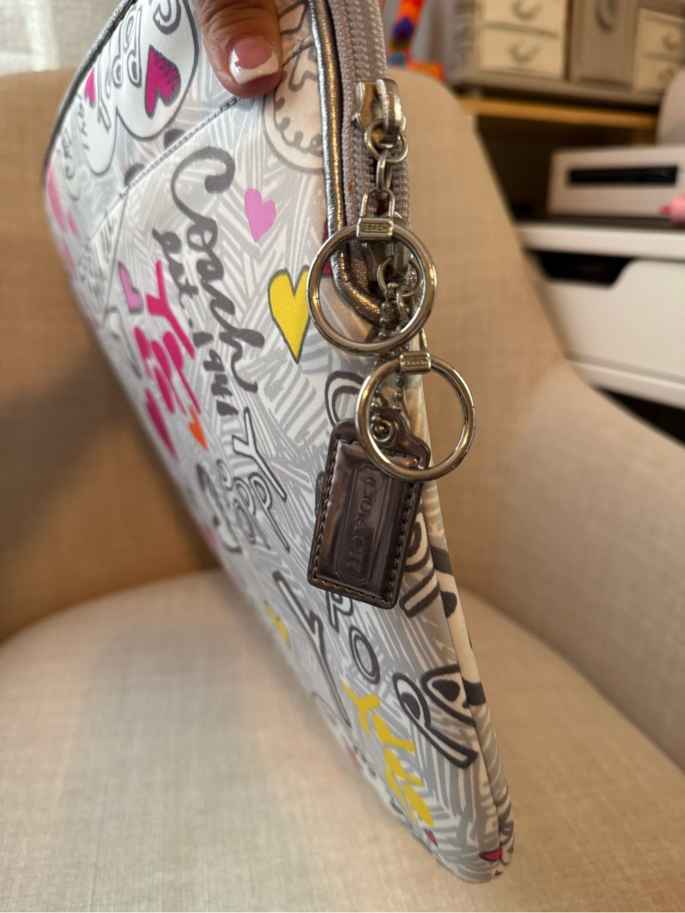 Vintage Coach Poppy Pop C Graffiti Padded Laptop Sleeve Zip Case - Picture 2 of 5